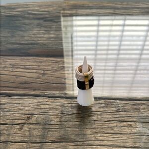 Elegant Leather crème and chocolate brown with gold accent Women's Rings